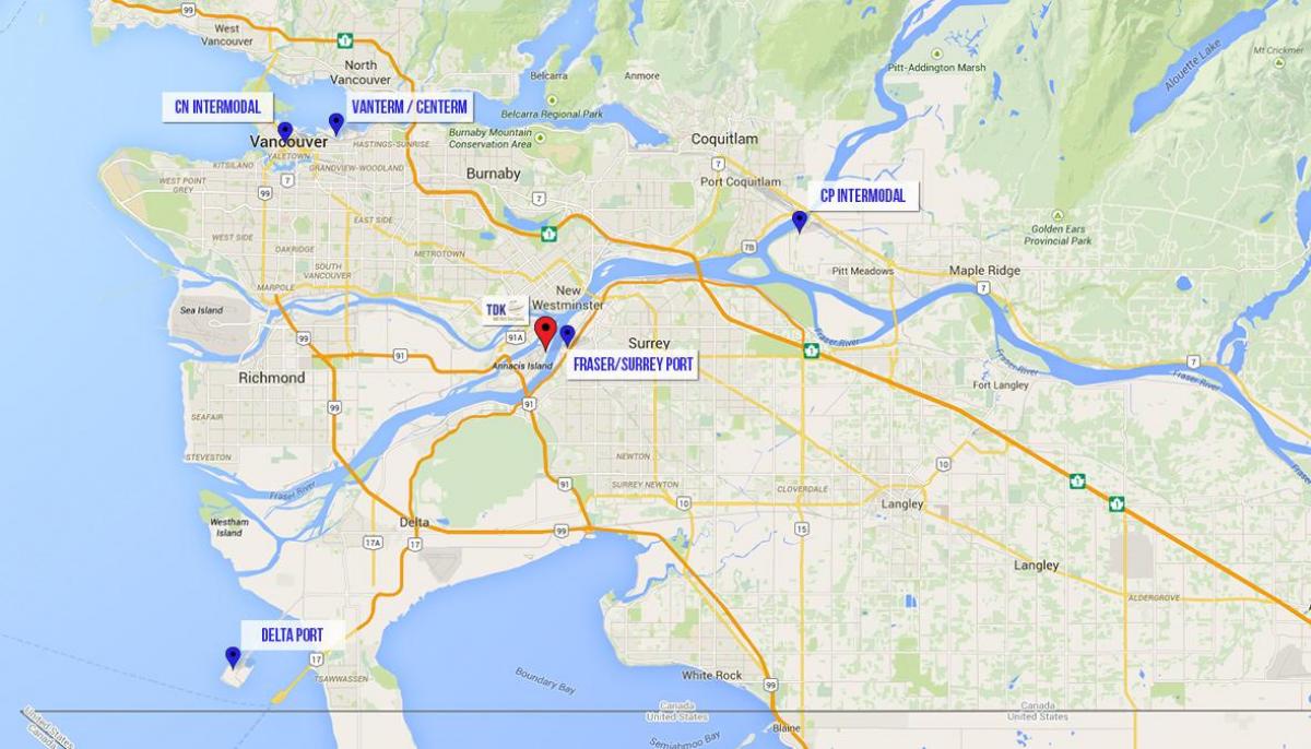Карта Дэльта Ванкувер