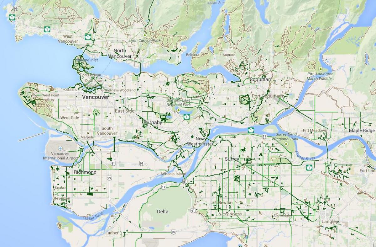 Карта ванкувера с улицами со спутника в реальном времени