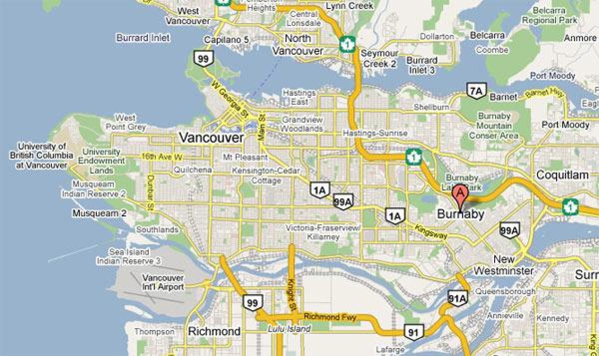 Карта Бернаби Ванкувер