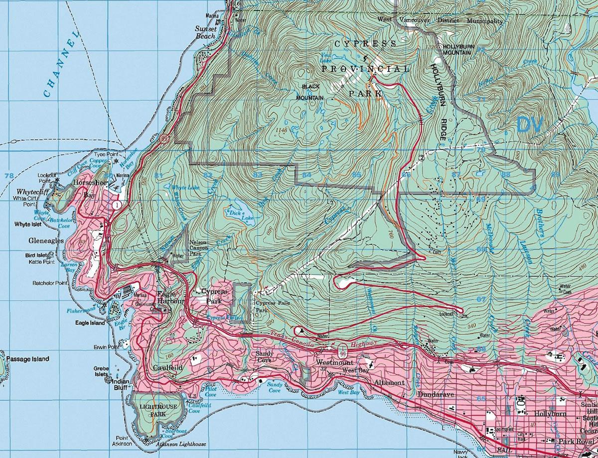 Карта Ванкувера тапаграфічная
