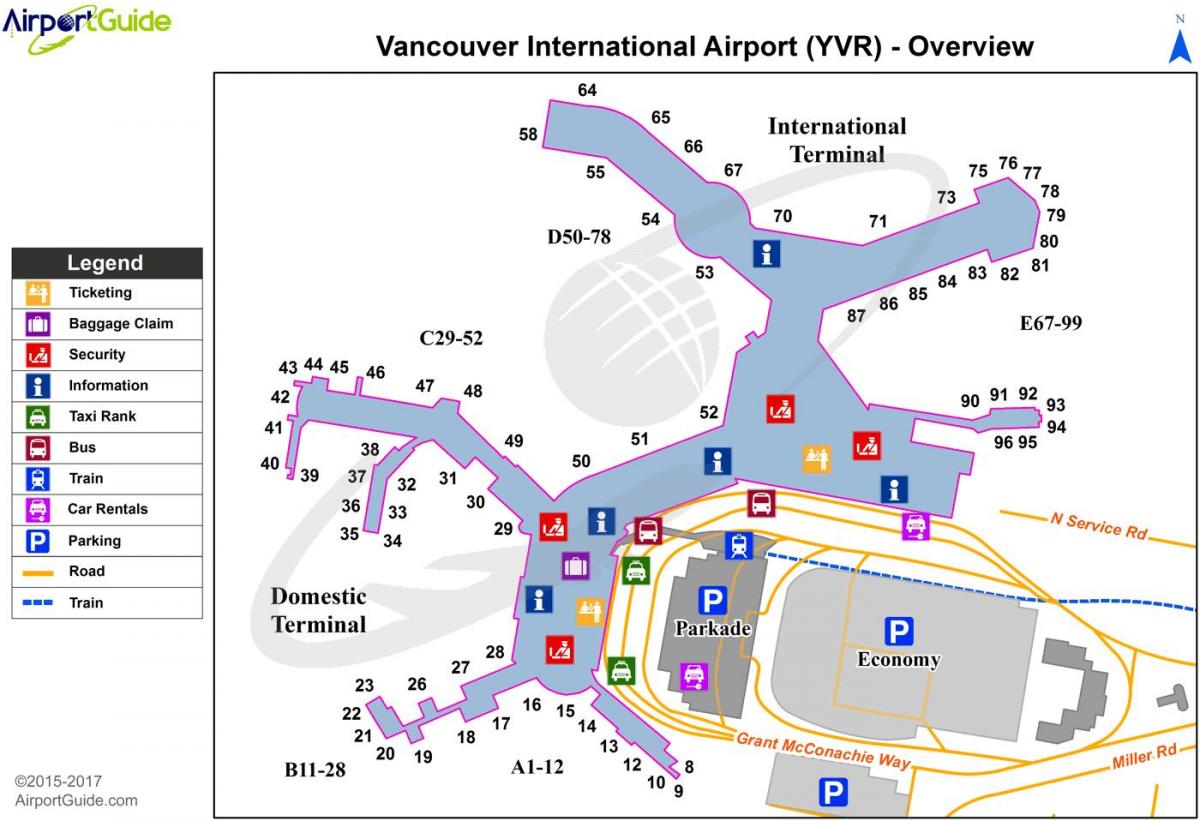 аэрапорт Ванкувер, да нашай эры карце