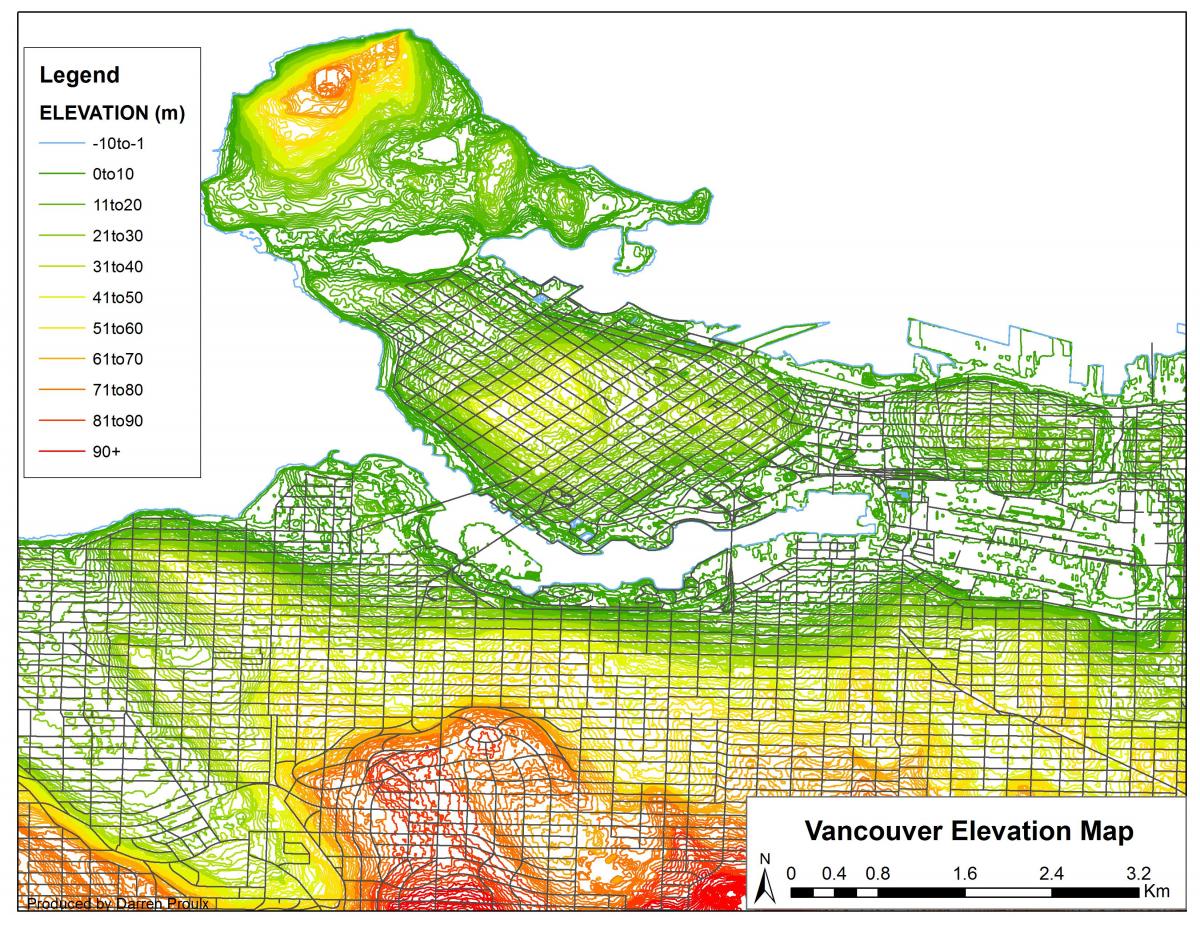 Карта Ванкувера вышыні