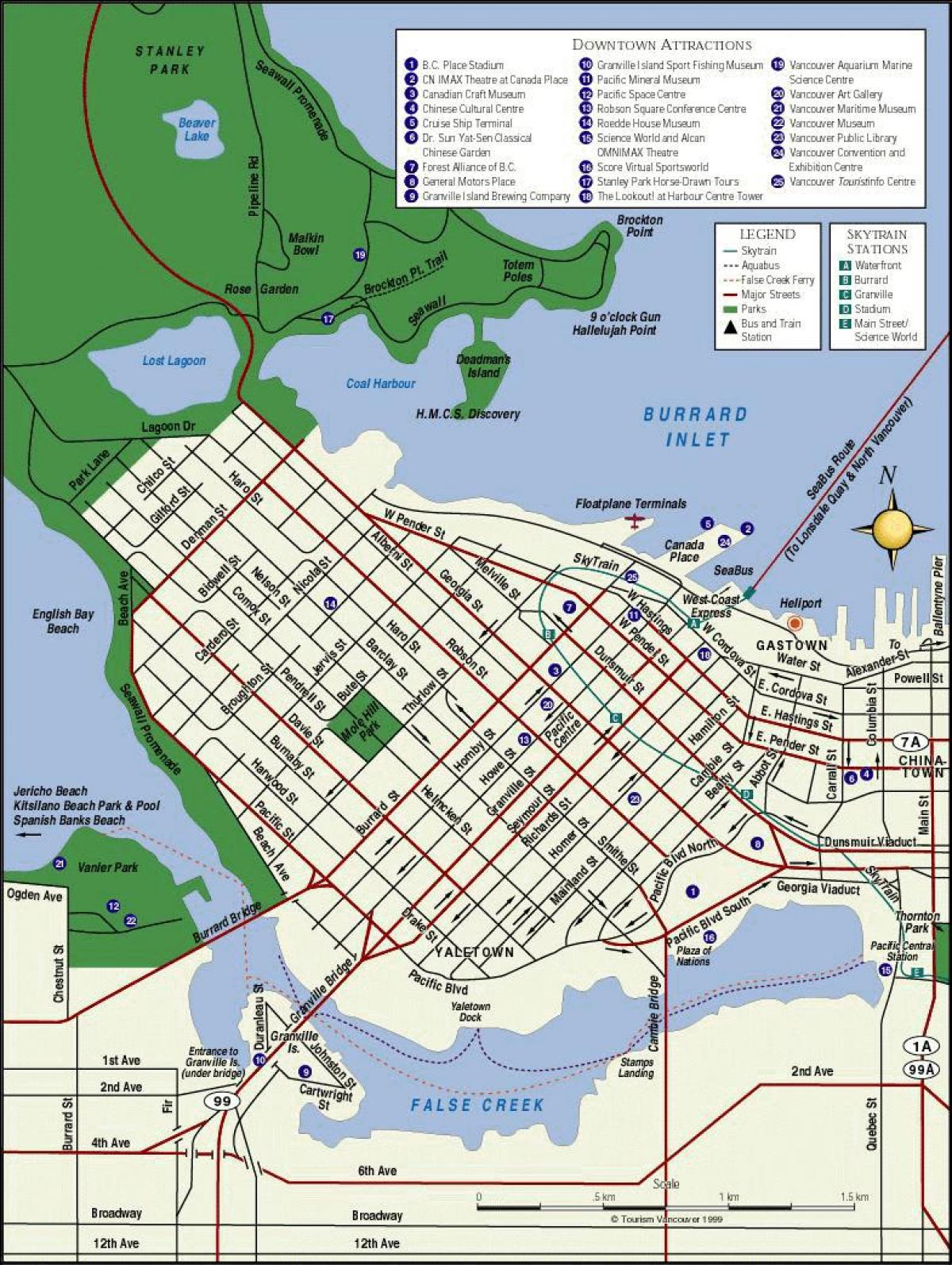 Ванкувер. да н. э. славутасці карта