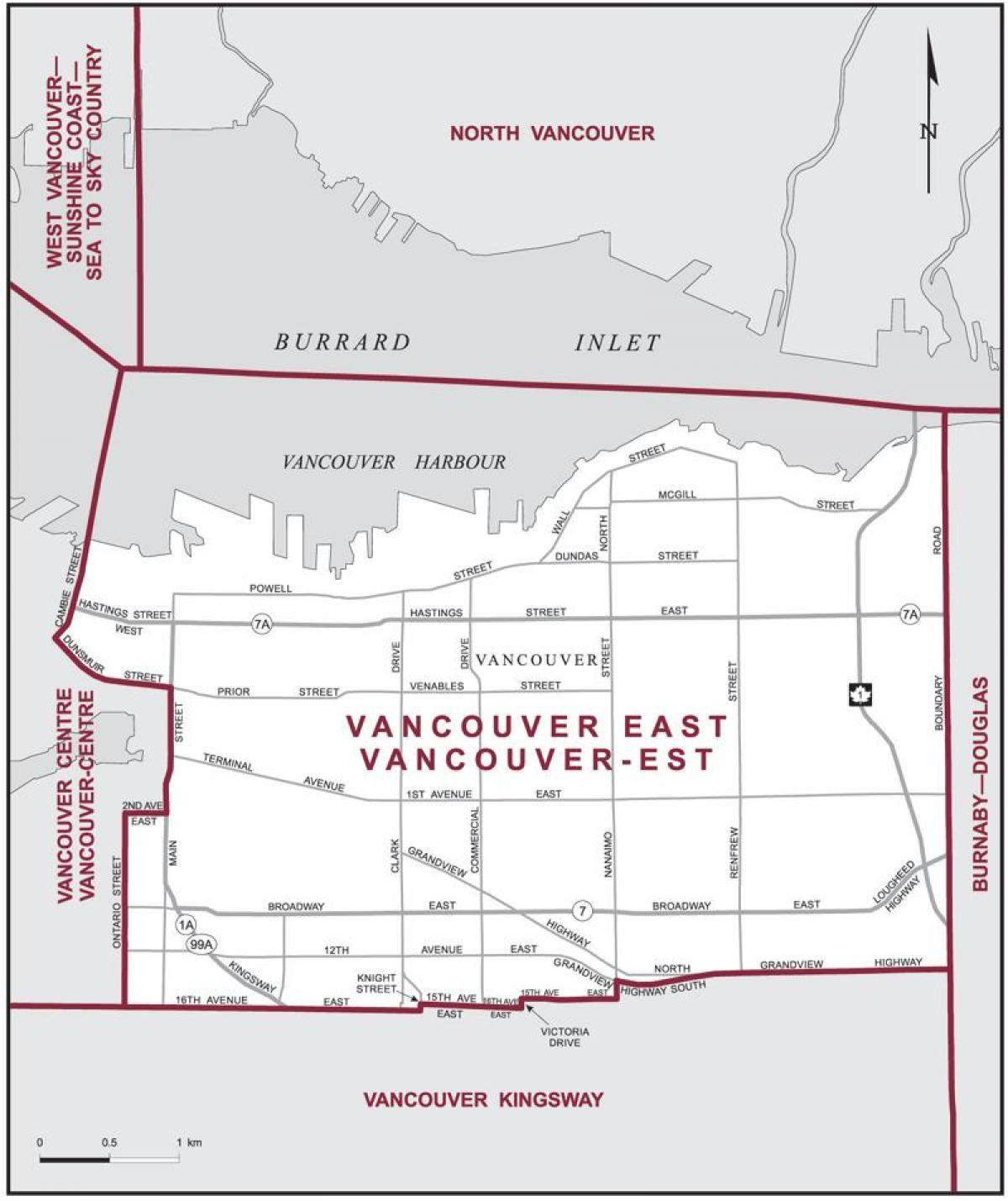 Карта Паўднёва-Ванкувер 