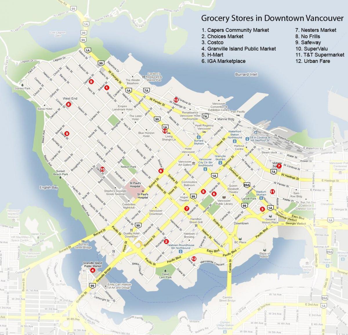 Карта крамы Ванкувер