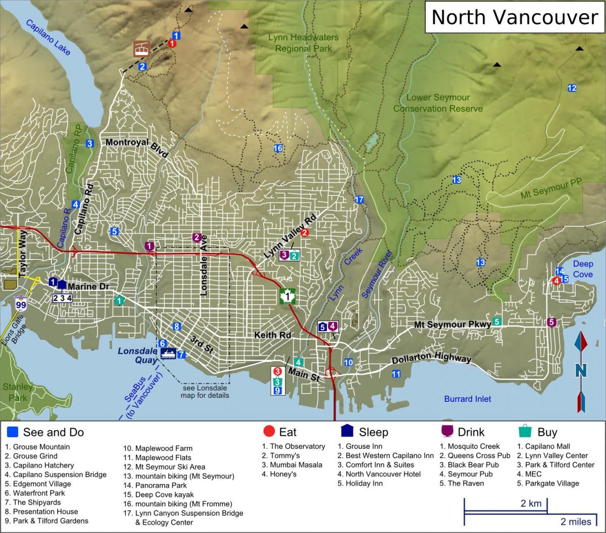 Карту паўночным узбярэжжы Ванкувера