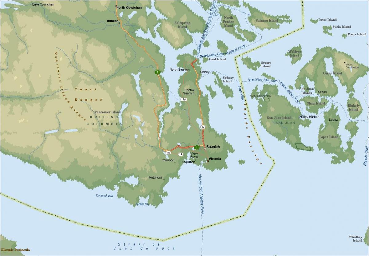 Карта саанич востраве Ванкувер 
