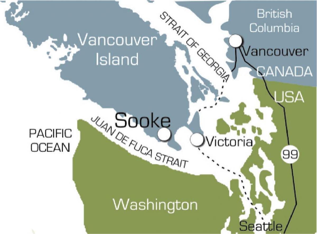 Карта сучцы востраве Ванкувер 