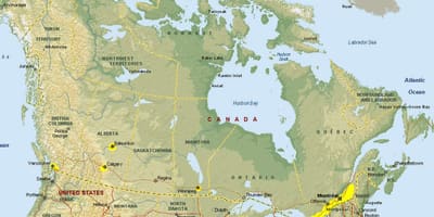 Карта перасячэння мяжы Ванкувер