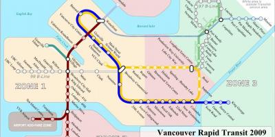 Цягнік карта міжнародны аэрапорт Ванкувера 