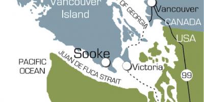 Карта сучцы востраве Ванкувер 