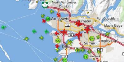 Карта палёту адсочвання Ванкувера