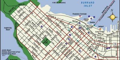 Карта цэнтра горада Ванкувер 